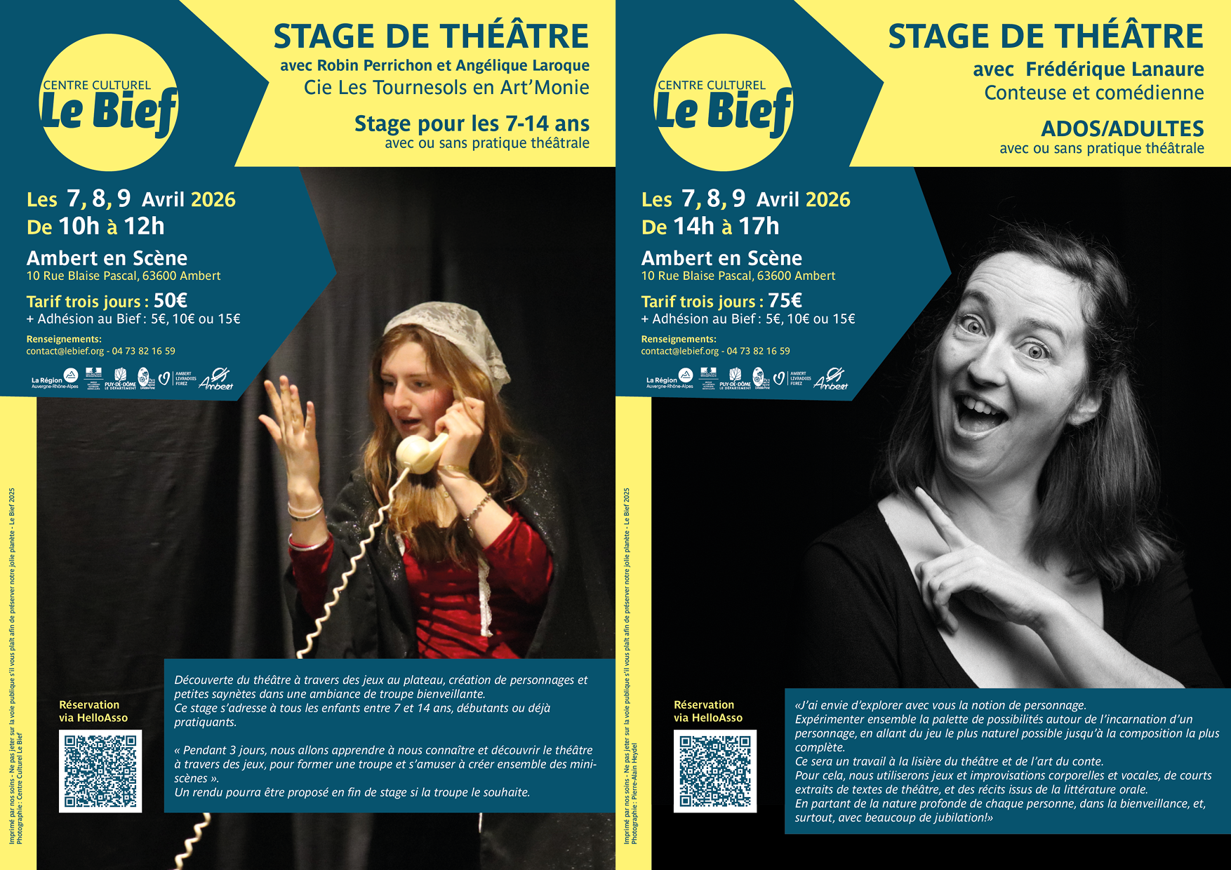 Deux nouveaux stages de théâtre en Avril !